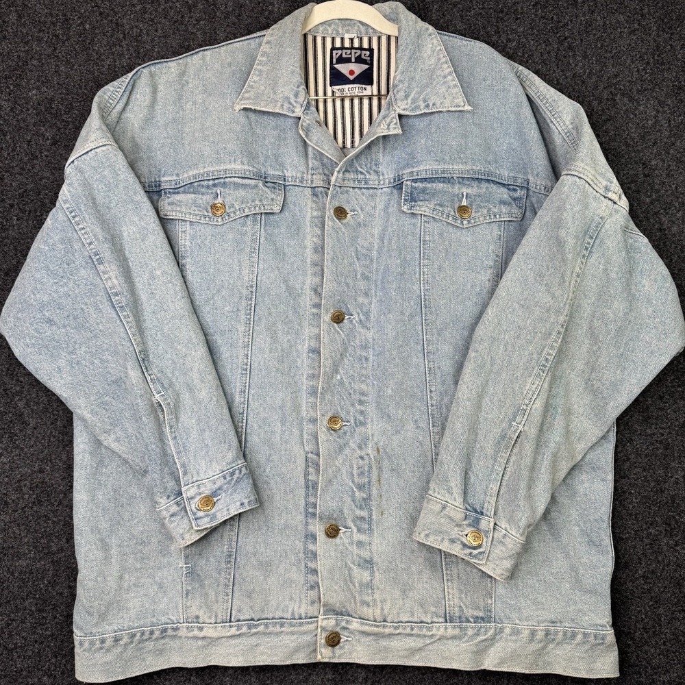 Vintage Pepe Jeans Denim Jacket Free Size Light Wash 90s Trucker Oversized